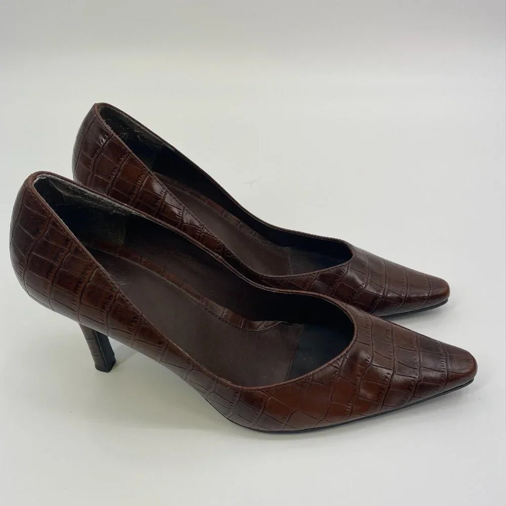 DONNA‎ LAWRENCE FAUX ALLIGATOR HEELS